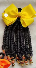 Load image into Gallery viewer, Kids Braided Ponytail with Beads and 6inch Bow