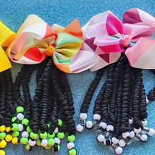 Load image into Gallery viewer, Kids Braided Ponytail with Beads and 6inch Bow