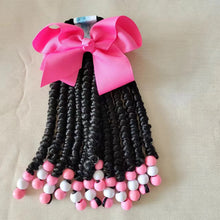 Load image into Gallery viewer, Kids Braided Ponytail with Beads and 6inch Bow