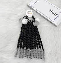 Load image into Gallery viewer, Kids Braided Ponytail with Beads and 6inch Bow