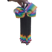 Load image into Gallery viewer, Kids Braided Ponytail with Beads and 6inch Bow