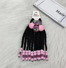Load image into Gallery viewer, Kids Braided Ponytail with Beads and 6inch Bow