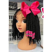 Load image into Gallery viewer, Kids Braided Ponytail with Beads and 6inch Bow