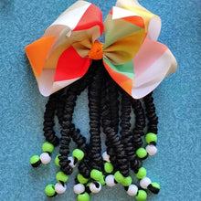 Load image into Gallery viewer, Kids Braided Ponytail with Beads and 6inch Bow