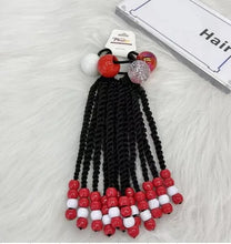 Load image into Gallery viewer, Kids Braided Ponytail with Beads and 6inch Bow