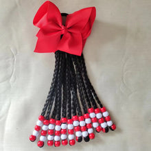 Load image into Gallery viewer, Kids Braided Ponytail with Beads and 6inch Bow