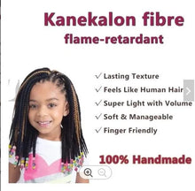 Load image into Gallery viewer, Kids Braided Ponytail with Beads and 6inch Bow