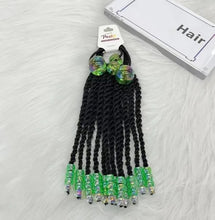 Load image into Gallery viewer, Kids Braided Ponytail with Beads and 6inch Bow
