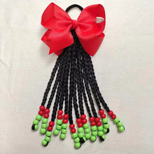 Load image into Gallery viewer, Kids Braided Ponytail with Beads and 6inch Bow