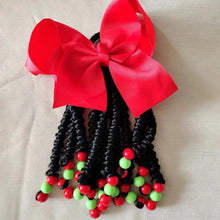 Load image into Gallery viewer, Kids Braided Ponytail with Beads and 6inch Bow