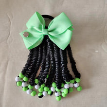 Load image into Gallery viewer, Kids Braided Ponytail with Beads and 6inch Bow