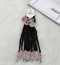 Load image into Gallery viewer, Kids Braided Ponytail with Beads and 6inch Bow