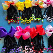 Load image into Gallery viewer, Kids Braided Ponytail with Beads and 6inch Bow