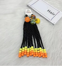 Load image into Gallery viewer, Kids Braided Ponytail with Beads and 6inch Bow