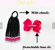Load image into Gallery viewer, Kids Braided Ponytail with Beads and 6inch Bow