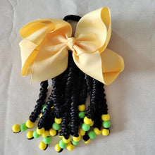 Load image into Gallery viewer, Kids Braided Ponytail with Beads and 6inch Bow