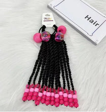 Load image into Gallery viewer, Kids Braided Ponytail with Beads and 6inch Bow
