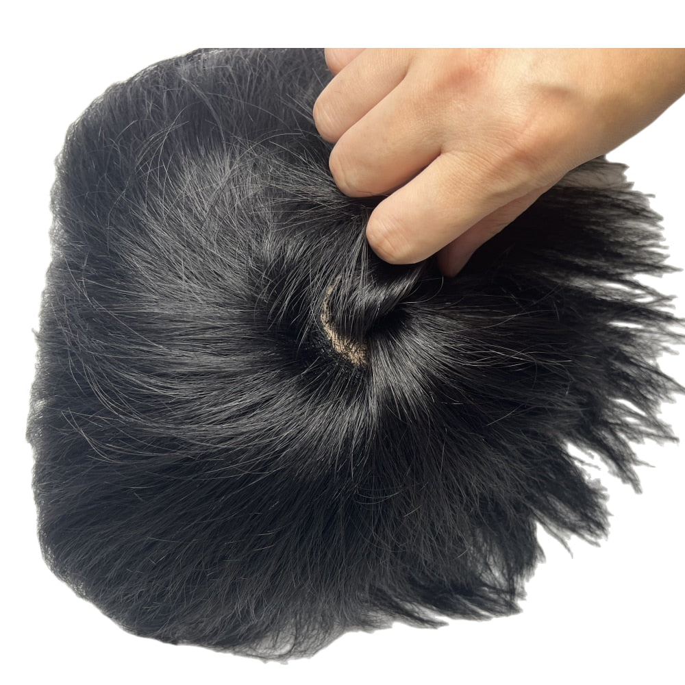 Realistic Human Hair Men's Wig Toupee